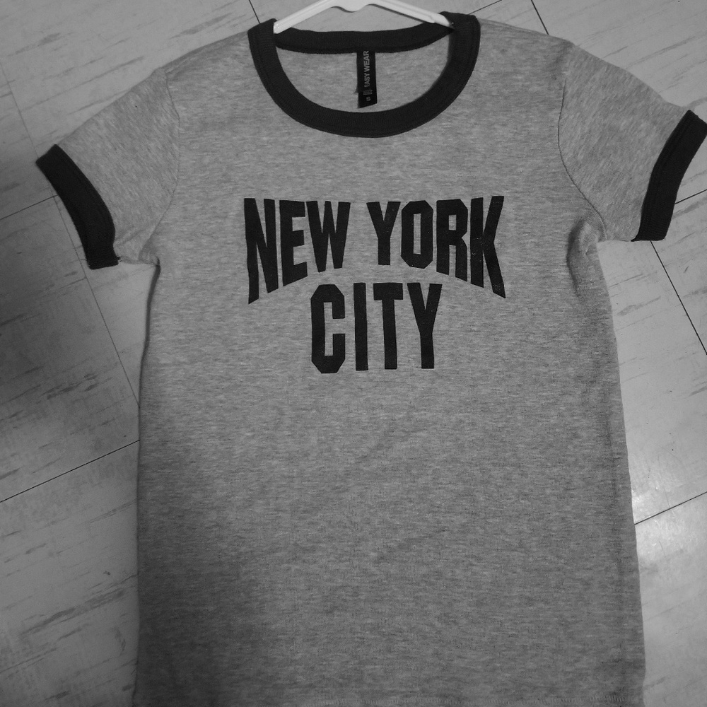 Grey New York City Graphic Ringer Tee